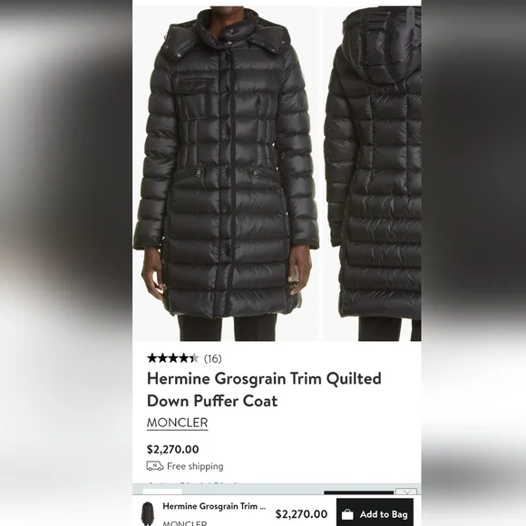 Hermine grosgrain trim deals quilted down puffer coat